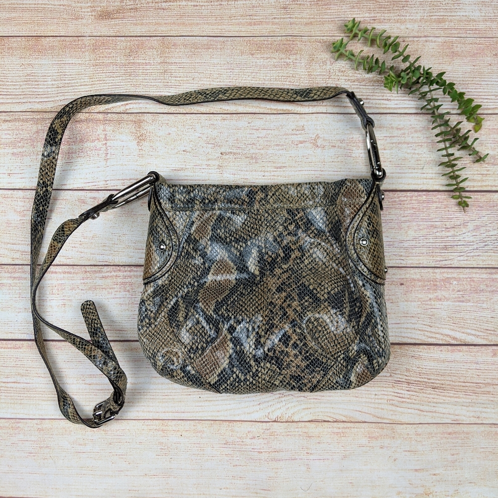 B Makowsky crossbody purse leather snake print